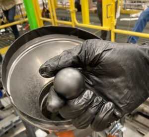 The 30,000th surrogate fuel pebble is inserted into the Engineering Test Unit