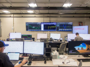 Operators supervise testing from the Engineering Test Unit control room