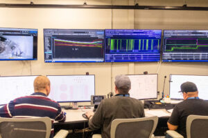 Operators supervise ETU end-of-life testing from the Control Room
