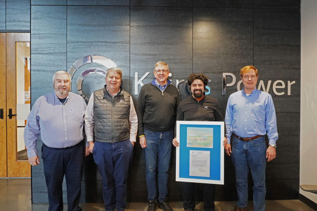 Kairos Power co-founders and licensing team leads celebrate the receipt of the Hermes demonstration reactor construction permit