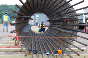Quality control inspection of the rebar cage for a drilled pier